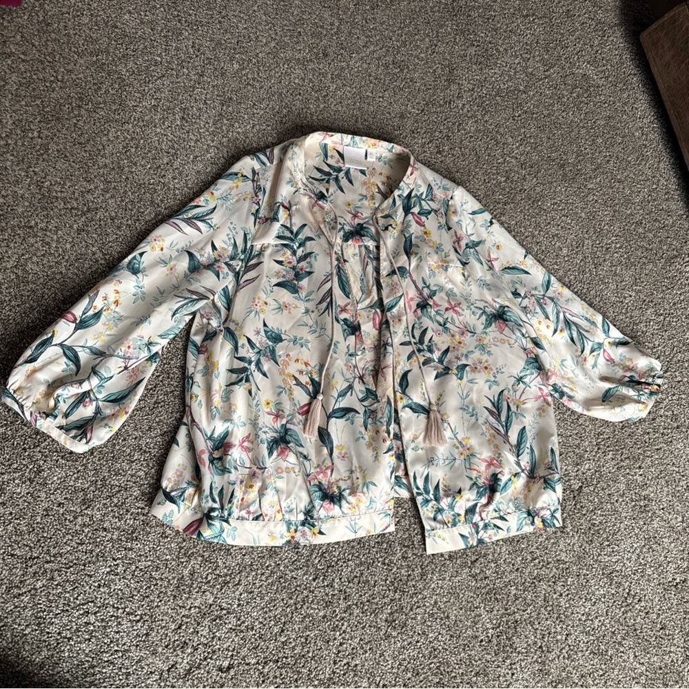Lauren Conrad xl Floral Open Front Jacket/Blouse